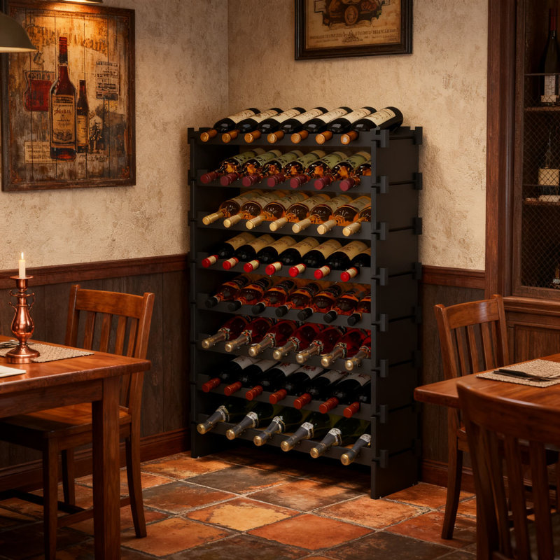 Support à vin empilable en bambou pour 69 bouteilles
