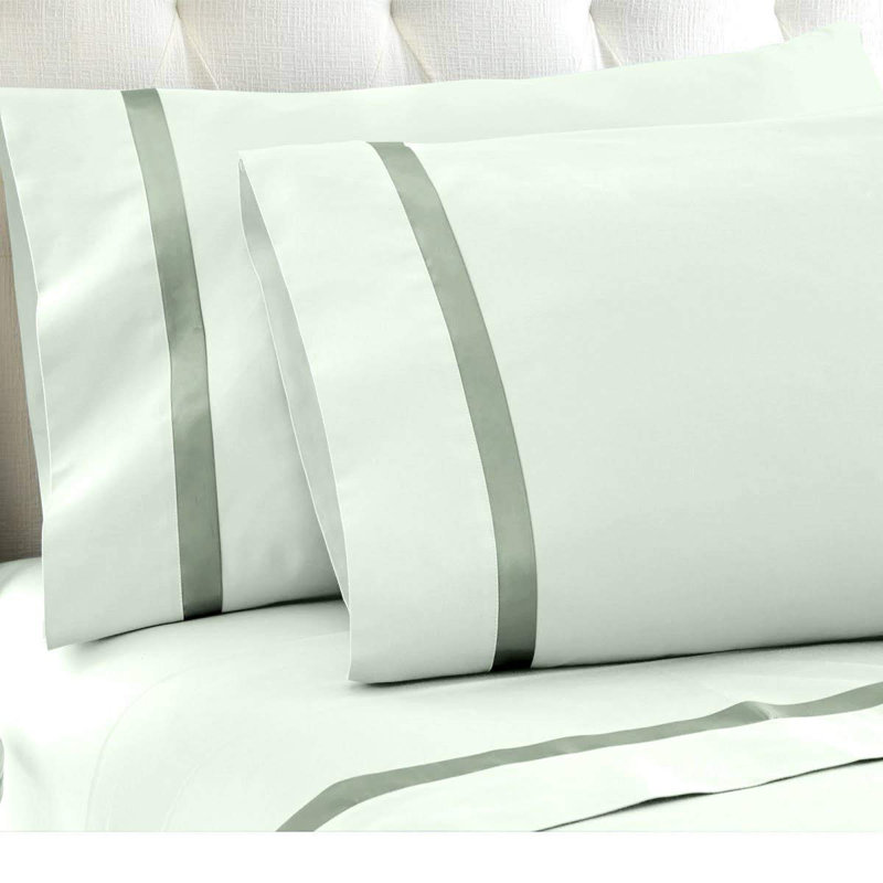 Swiss Club Satin Sheet Set, Full Sheet Set + Fitted Sheet + 2 Pillowcases, Aqua