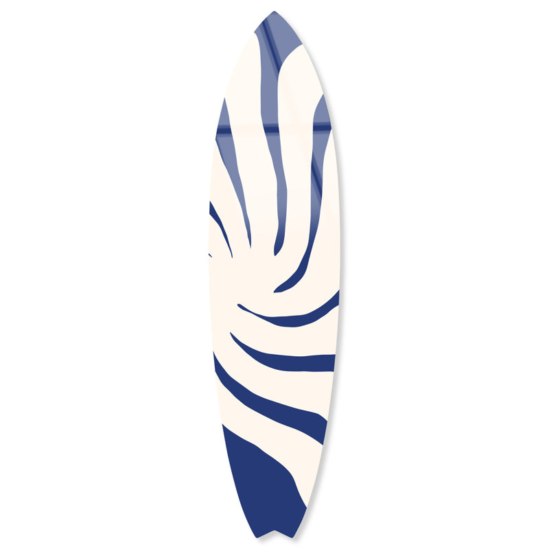 Abstrait floral abstrait, planche de surf, acrylique, art mural côtier par Notoriart