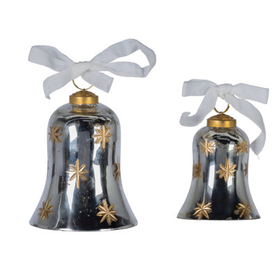Mercury Silver Glass Bells, Set of 2