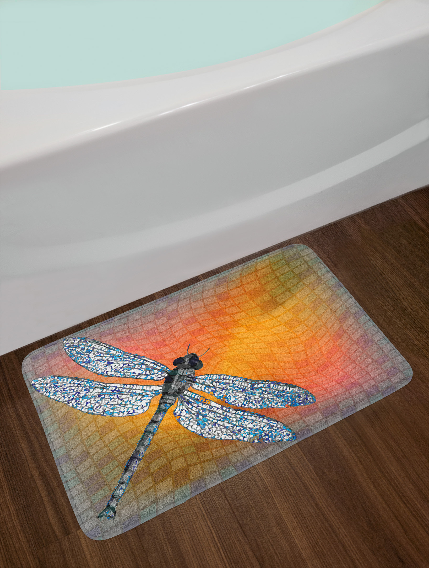 East Urban Home Dragonfly Bird Like Bugs Flying on Marigold Abstract