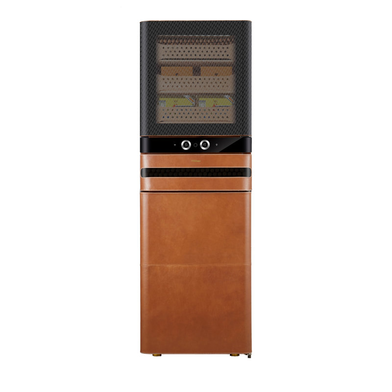 Afidano 2200 Ct Cigar Humidor, Temperature and Humidity Control with Classic Leather and Spanish Cedar Drawers