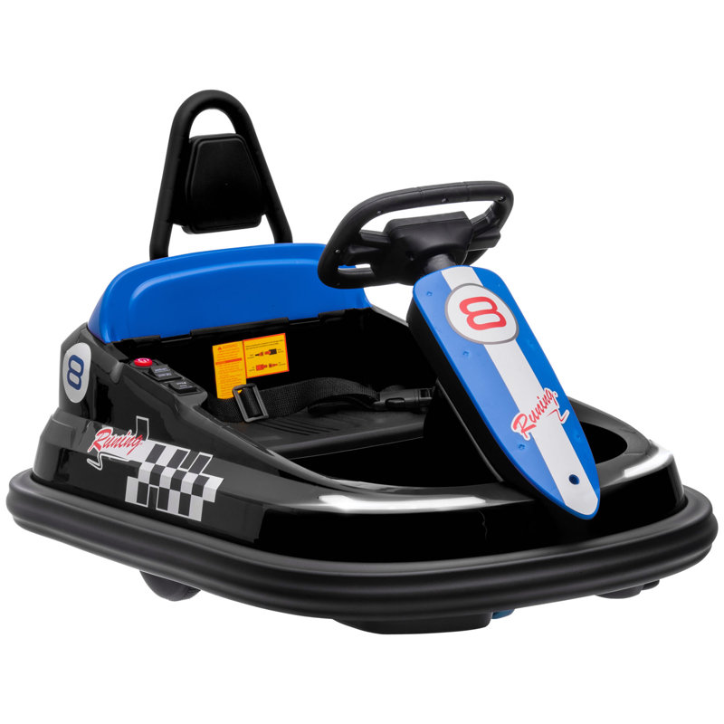 Ladner Freeport Park Kids Bumper Car 360° Rotation 6V 2 Speeds for 18-48 Months Black
