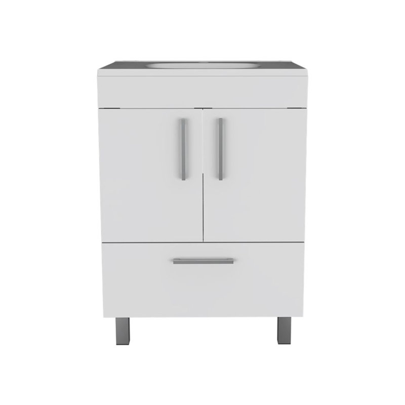 Meuble-lavabo simple Mayora, salle de bain, blanc