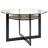 Wexford Collection Round Glass Top Dining Table, Mid-Century Modern Dining Table with Wood Shelf and Metal Frame-557895633