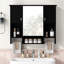 Armoire de rangement murale moderne 35 po x 28 po, armoire de salle de bain murale avec miroir, armoire à pharmacie avec barre à serviettes-1059095393