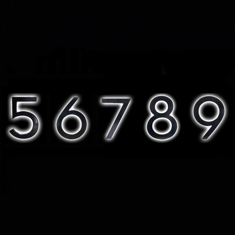 6" LED Backlit House Numbers Kit, Swedish Iron, Five Digits, Yes