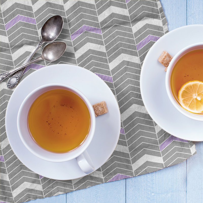 Stephenie Tea Towel Kitchen Towel, Gray/Purple, Cotton Twill