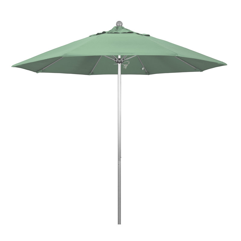 Parasol de marché 9 pi Hibo, Argent anodisé, Toile Spa Performance