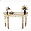 Console à miroir en demi-lune de 47 pouces avec verre cannelé et tiroir en cristal - Meuble-lavabo élégant pour les chambres et les vestiaires