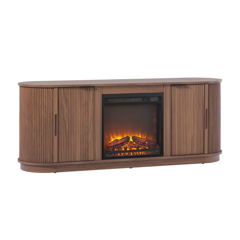 Meuble télé avec cheminée Draged, Moka, 60"