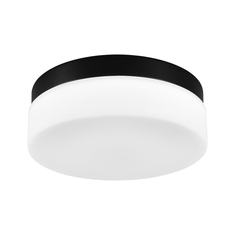Modern Black Metal Frame Milky Glass Shade Led Flush Mount Ceiling Light, 5 Color Temperatures Adjustable For Living Room Bedroom