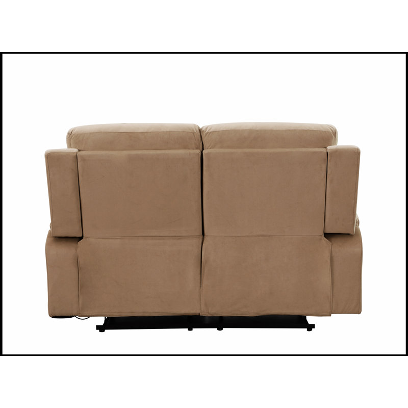 Causeuse inclinable en tissu de microfibre Global United avec support lombaire intégré et structure durable, Beige