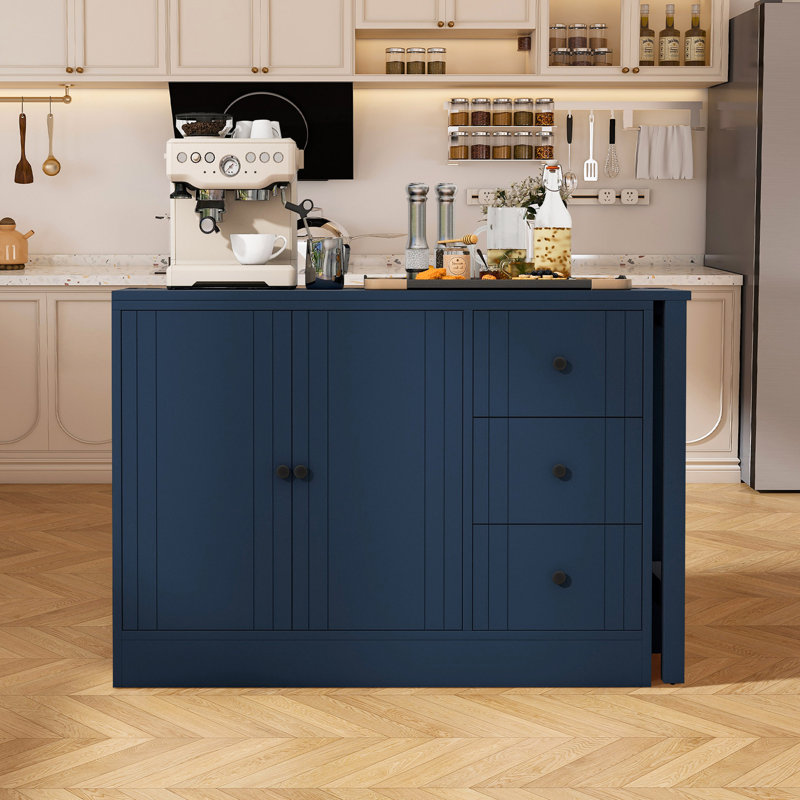 Wooden 89.7''l Bar Cabinet With Extendable Table And Adjustable Shelves, Multi-purpose Home Bar & Liquor Bar For Kitchen And Living Room