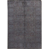 Wool Oriental Area Rug in Dark Green