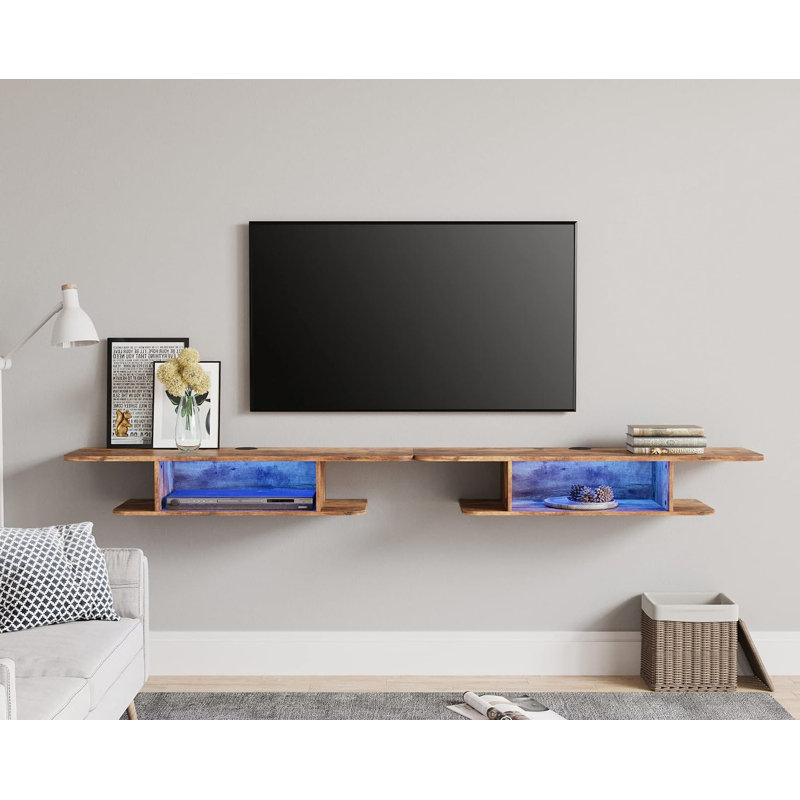 Frankfurt Unfinished Floating for TVs up to 85", Rustic Brown