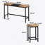 Table de salle à manger de cuisine moderne, table de pub, ensemble de table de salle à manger longue avec 3 tabourets, tabouret suspendu pratique, naturel et noir-539573448