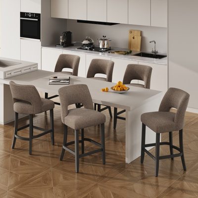 Upholstered Counter Height Bar Stool With Solid Wood Legs Set Of 6