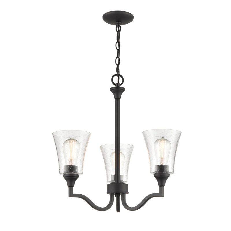 Lustre traditionnel unique à 3 lumières Caily, Noir mat
