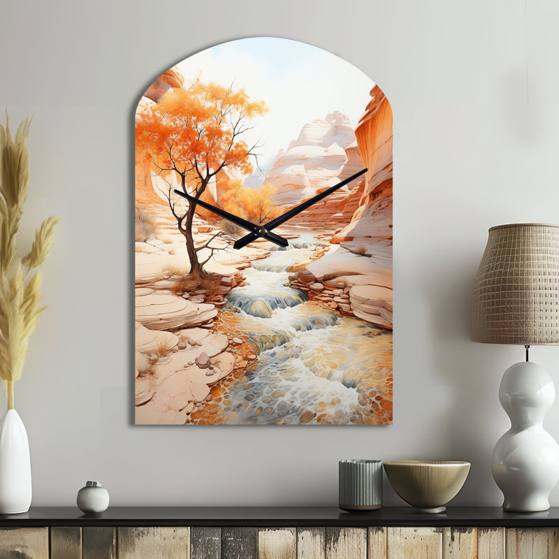 Horloge murale beige en forme de canyon pêche - Mirage, Grand