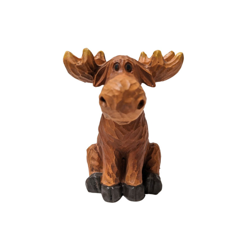 Whimsical Rustic Moose Eyeglasses & Business Card Holder – Hand-Carved Look Resin Figurine for Cabin, Lodge, or Office Décor