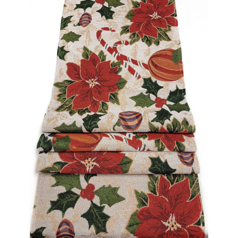 Chemin de table Festive Poinsettias Christmas F07M5-8B