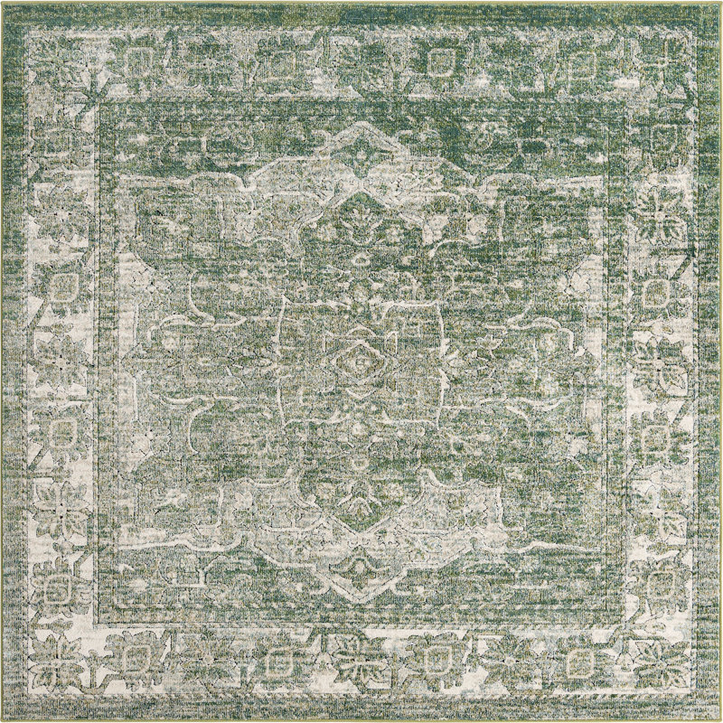 Tapis traditionnel Mekalah Moss Oriental, Carré 7 pi 10 po