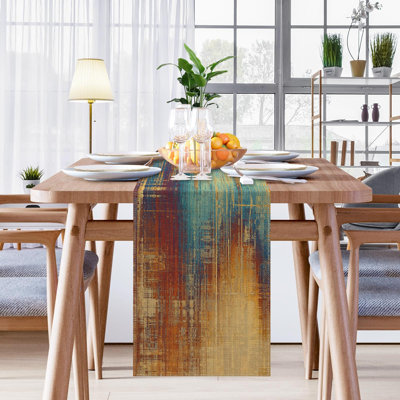 Chemin de table bleu et orange