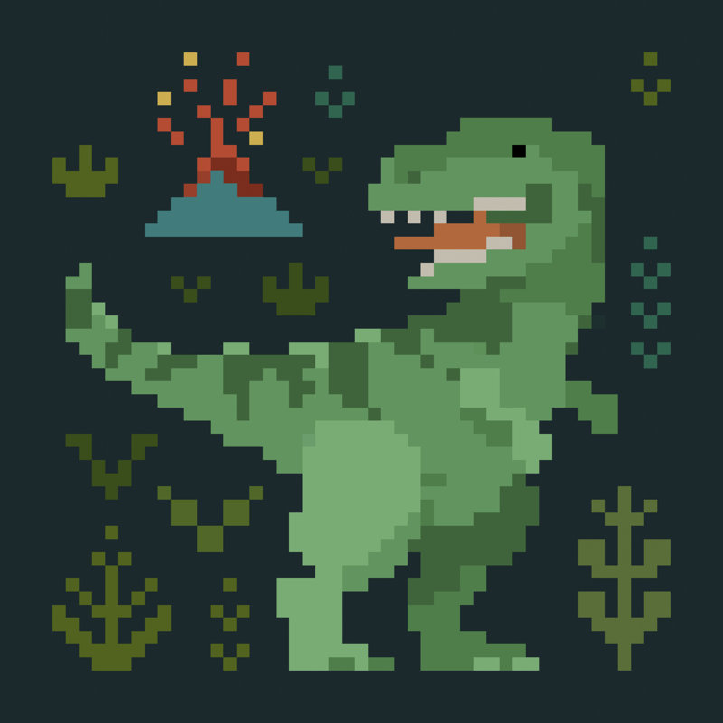 «Agurtzane Pixel Dinos II» sur toile par Victoria Barnes, l 36 po x H 36 po