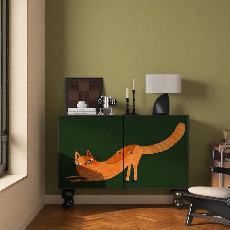 Armoire décorative noyer à deux portes