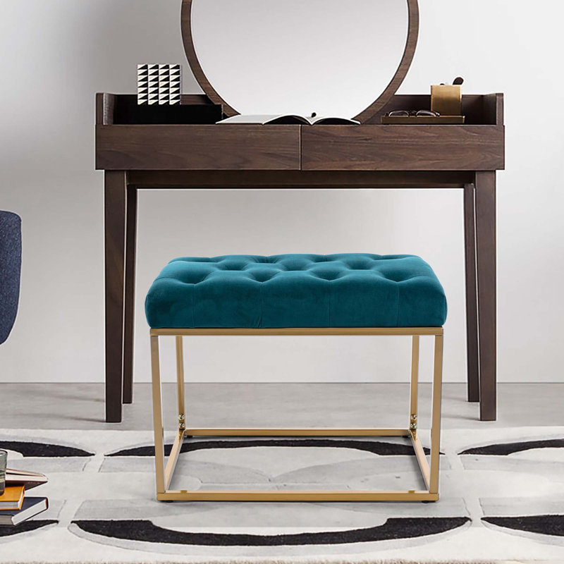 Repose-pieds de salon Mercer41, Velours bleu sarcelle