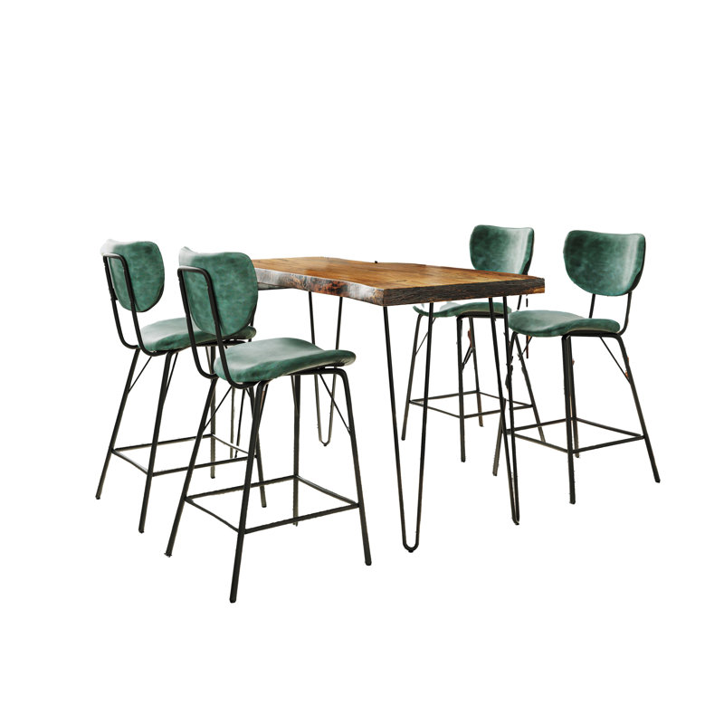 Gordonsville 4 - Person Solid Wood Top Four Leg Dining Set, Chestnut, Jade