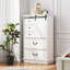 Commode décorative de ferme avec porte coulissante, 5 tiroirs et tablette réglable, blanc