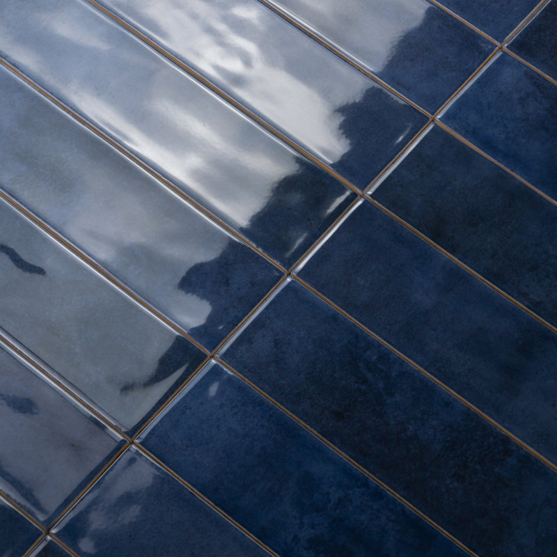 Melanie 3" x 12" Zellige Subway Wall Tiles, Navy Blue