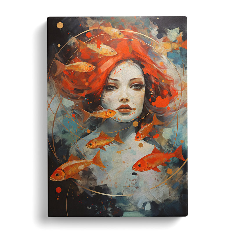 Pisces Zodiac Expressionism - Wrapped Canvas, 76cm H x 50cm W x 3cm D