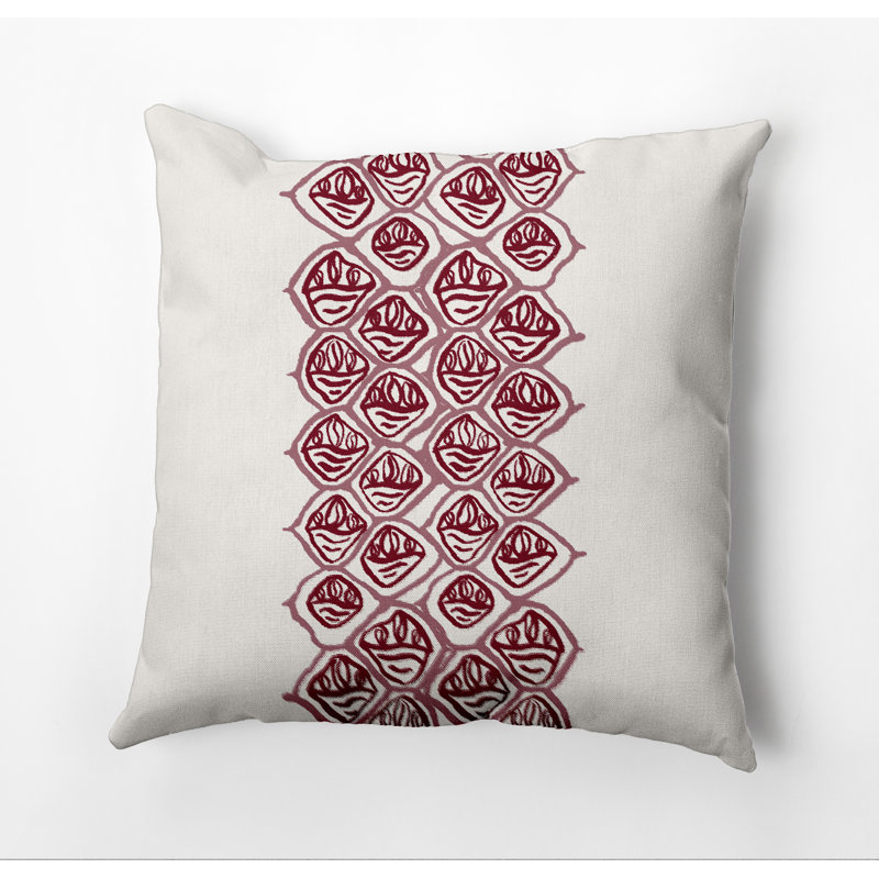 Geometric Outdoor Reversible Throw Pillow, Maroon, 16" x 16"