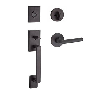 La Jolla Handleset with Single Cylinder Deadbolt and Door Lever and Rosette