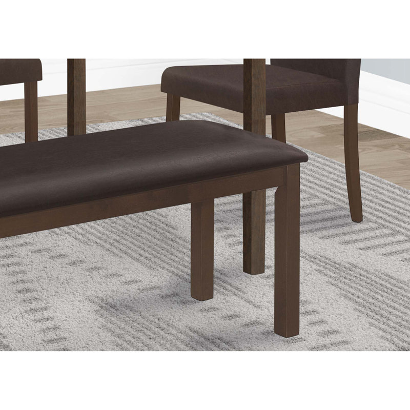 Jeanny Faux Leather Upholstered Bench, 19.5" H x 42.25" W x 16.25" D, Brown, Brown