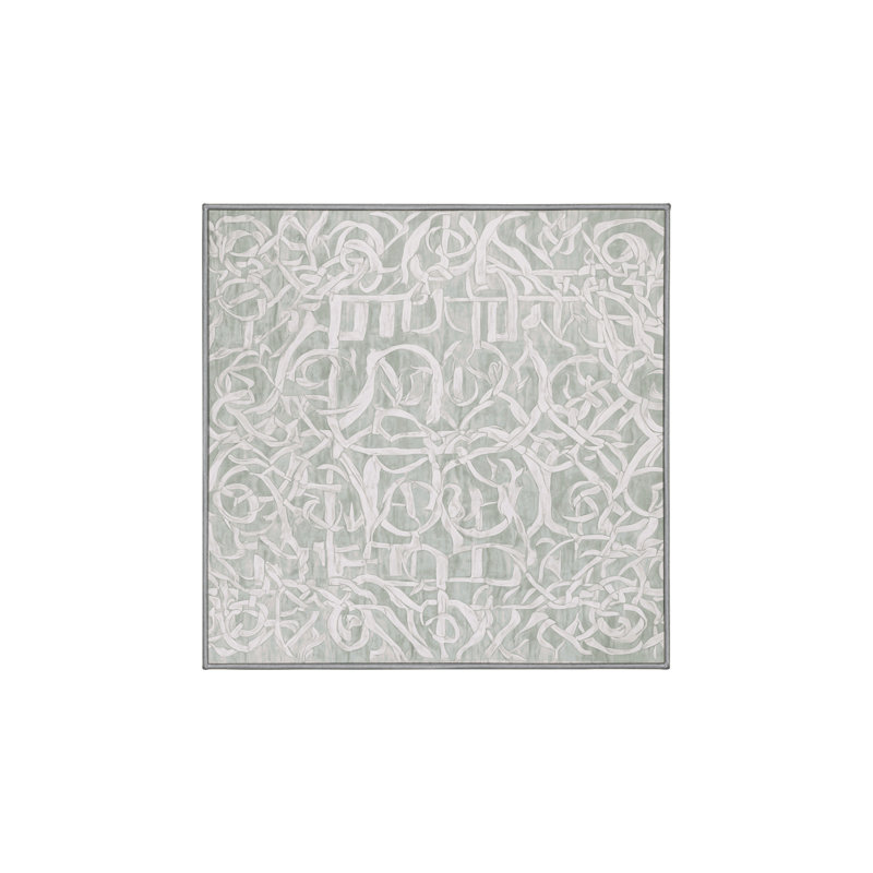 Machine Washable Gray Area Rug, Square 5'