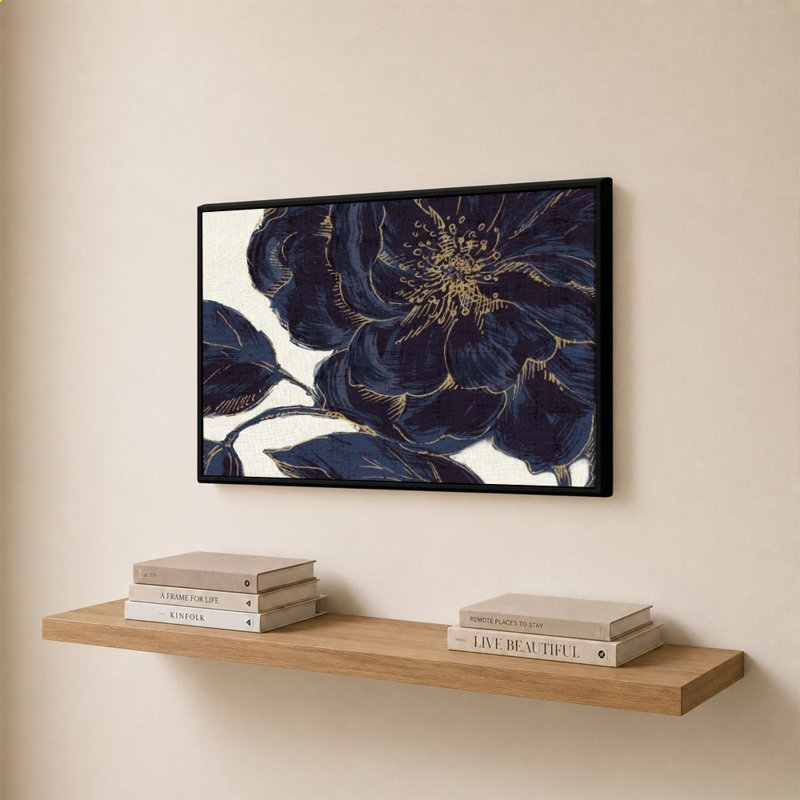 «Indigo Garden II» par Daphne Brissonnet - impression sur toile, Noir, H 24 po x l 34 po