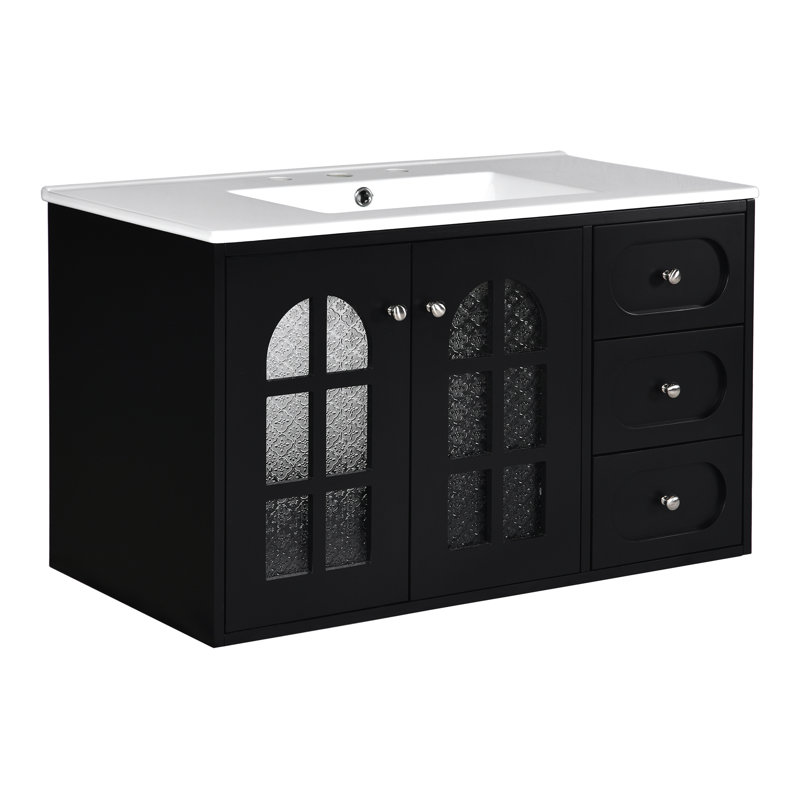 Meuble-lavabo mural simple 36 po avec lavabo en céramique