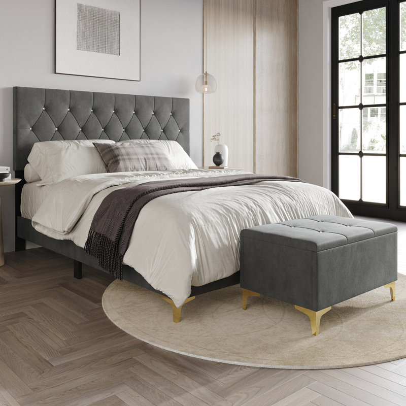 Ensemble de chambre à coucher 2 pièces Gatsby, Gris clair, Très grand