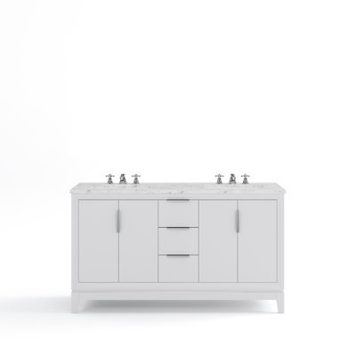 Elizabeth 60" Carrara White Marble Countertop Bath Vanity with Faucet
