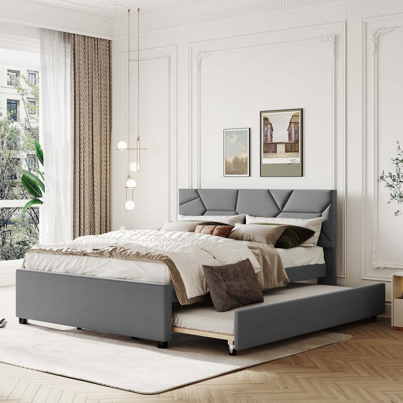 Lit tapissier Carabella, Grand, gris
