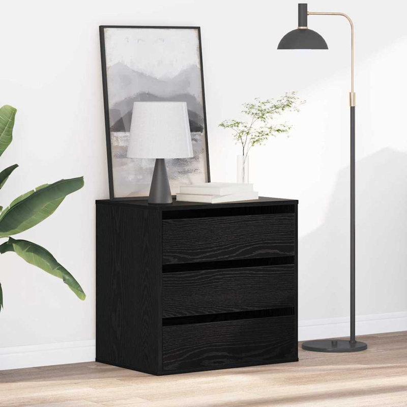 Corner Chest Of Drawers Engineered Wood, 58cm H x 60cm W x 41cm D, Black Oak