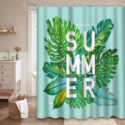 Rideau de douche imperméable à motif floral avec 12 crochets