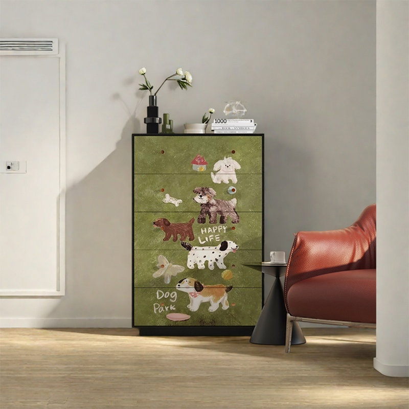 Armoire en bois de pin avec 5 tiroirs de rangement