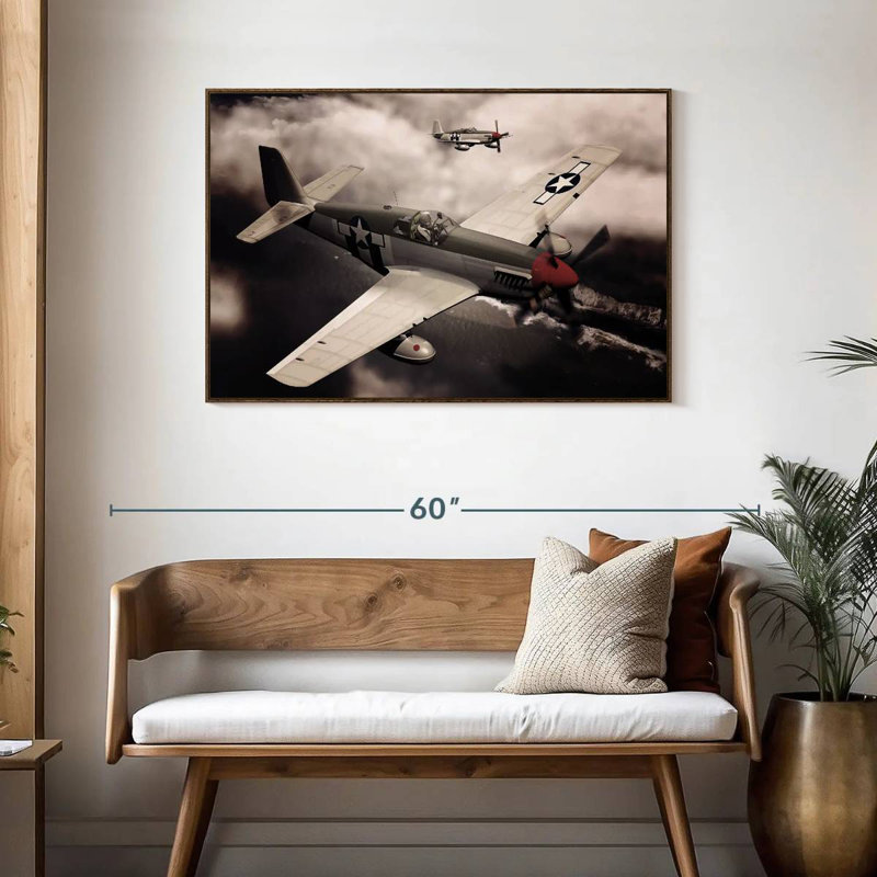 Sepia Military Airplanes, 43" X 29", Floating Frame Walnut