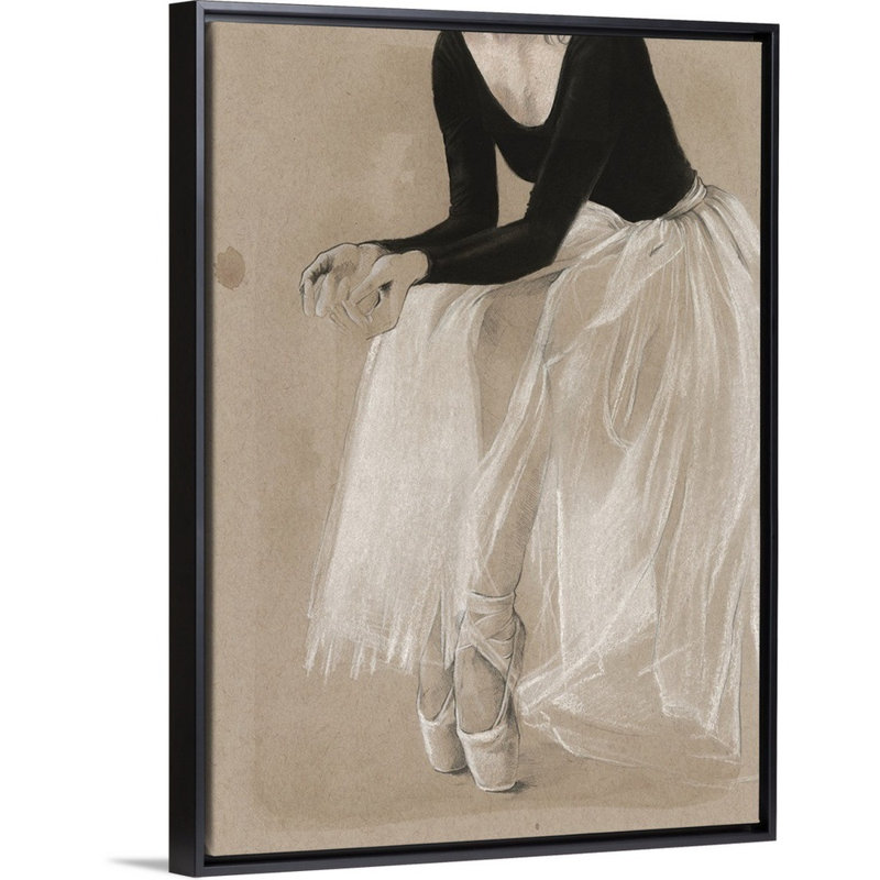 « ballet study i », peinture sur toile, H 41,7 po x l 31,7 po x P 1,75 po, Cadre flottant noir