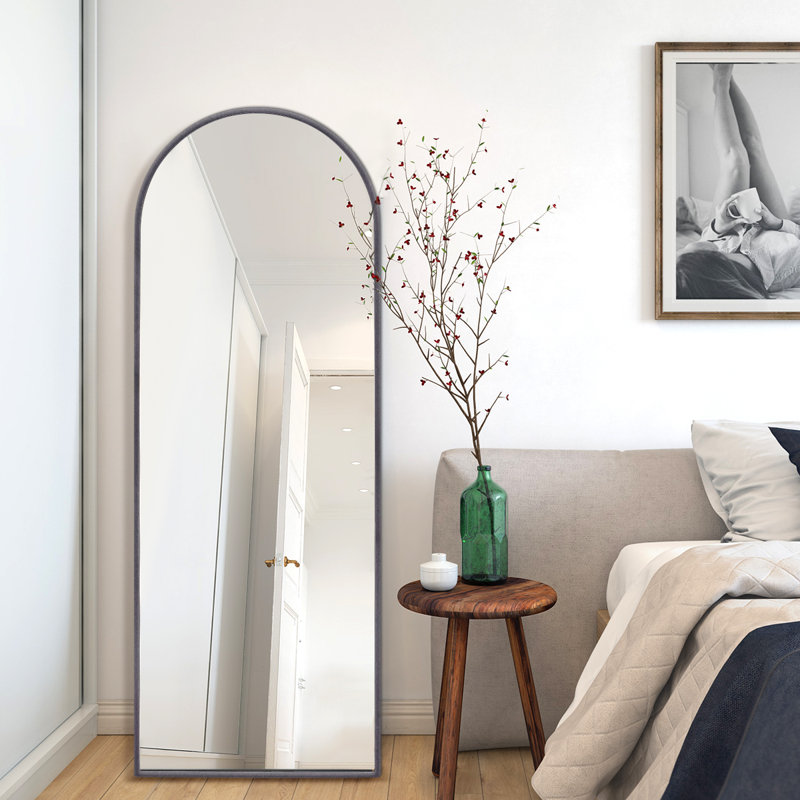 Salma Metal Flat Mirror, Gunmetal/Bevel Edge, 170cm H x 61cm W